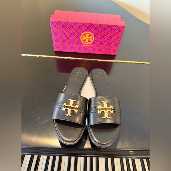 NWT Luxury Spring Summer Beach Authentic RARE Tory Burch Black Everly Slide/Shoe - Picture 7 of 17